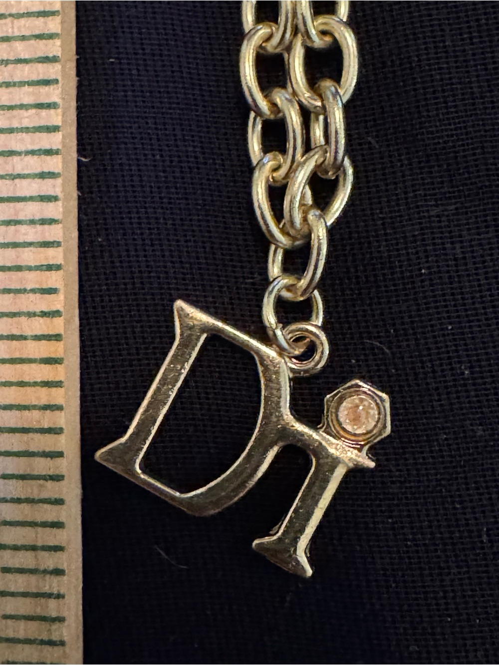 Gold Letter 'Di' Charm Pendant with Chain bracelet